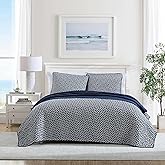 Nautica - Quilt Set, Soft Bedding with Matching Shams, Rounded Corner, Reversible Design (Lockridge Navy, Full/Queen)