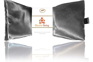 Blissful Being Lavender Eye Pillow | Hot or Cold Weighted Satin Eye Mask perfect for Sleeping, Yoga, Meditation | Gifts for Women, Birthday, Teachers | Natural Herbal Relaxation | Made in USA (Silver)