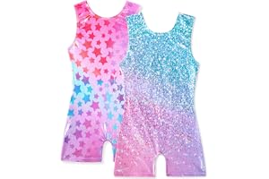 Gymnastics Leotards for Girls Shiny Toddler Biketard Unitard Tumbling