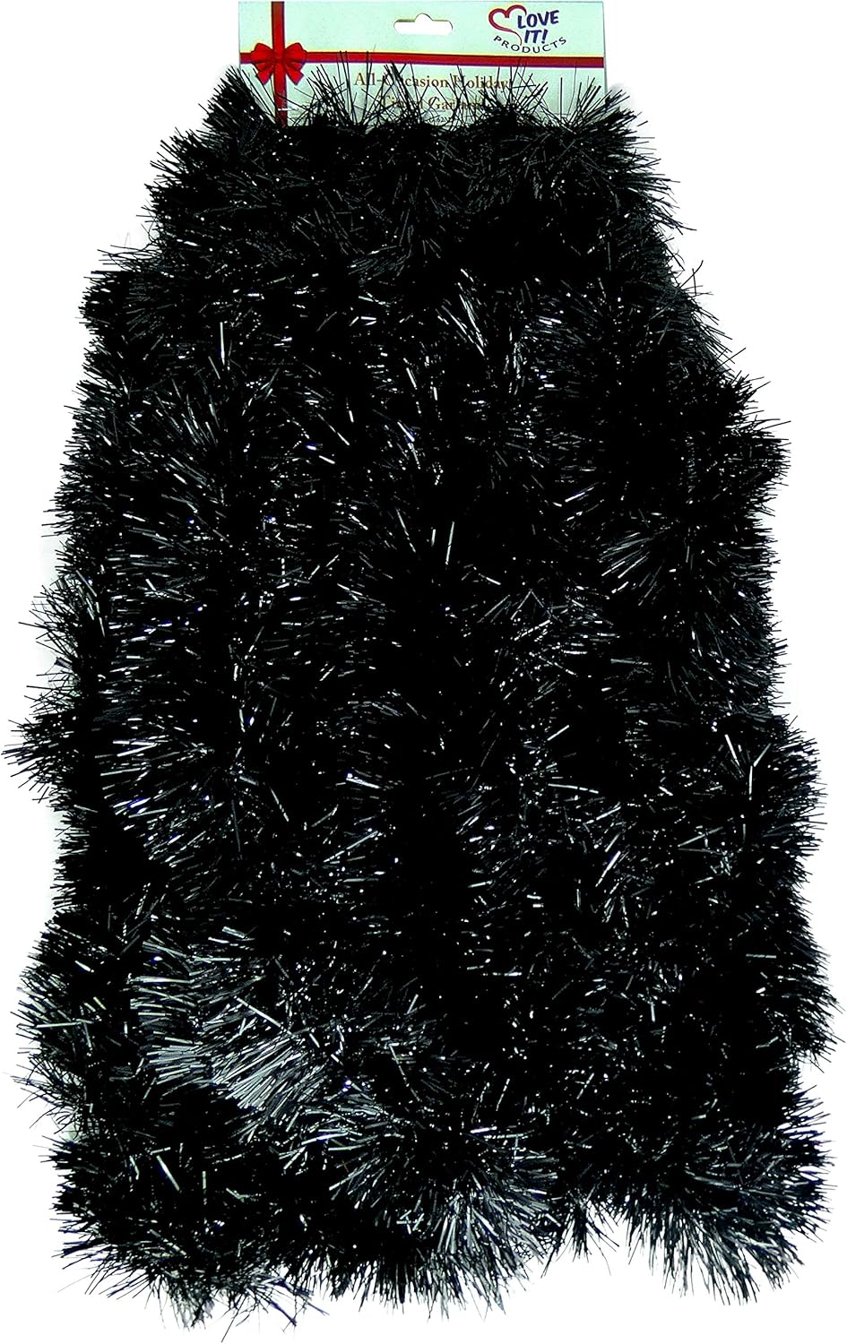 Wreaths, Garlands & Swags - Tinsel Garland 25 ft. Perfect for Holiday, Memorial Day, Christmas, New Year's, Celebrations, Festivities, Special Events, Birthdays, Decorative Accents (Black, 25 ft.)