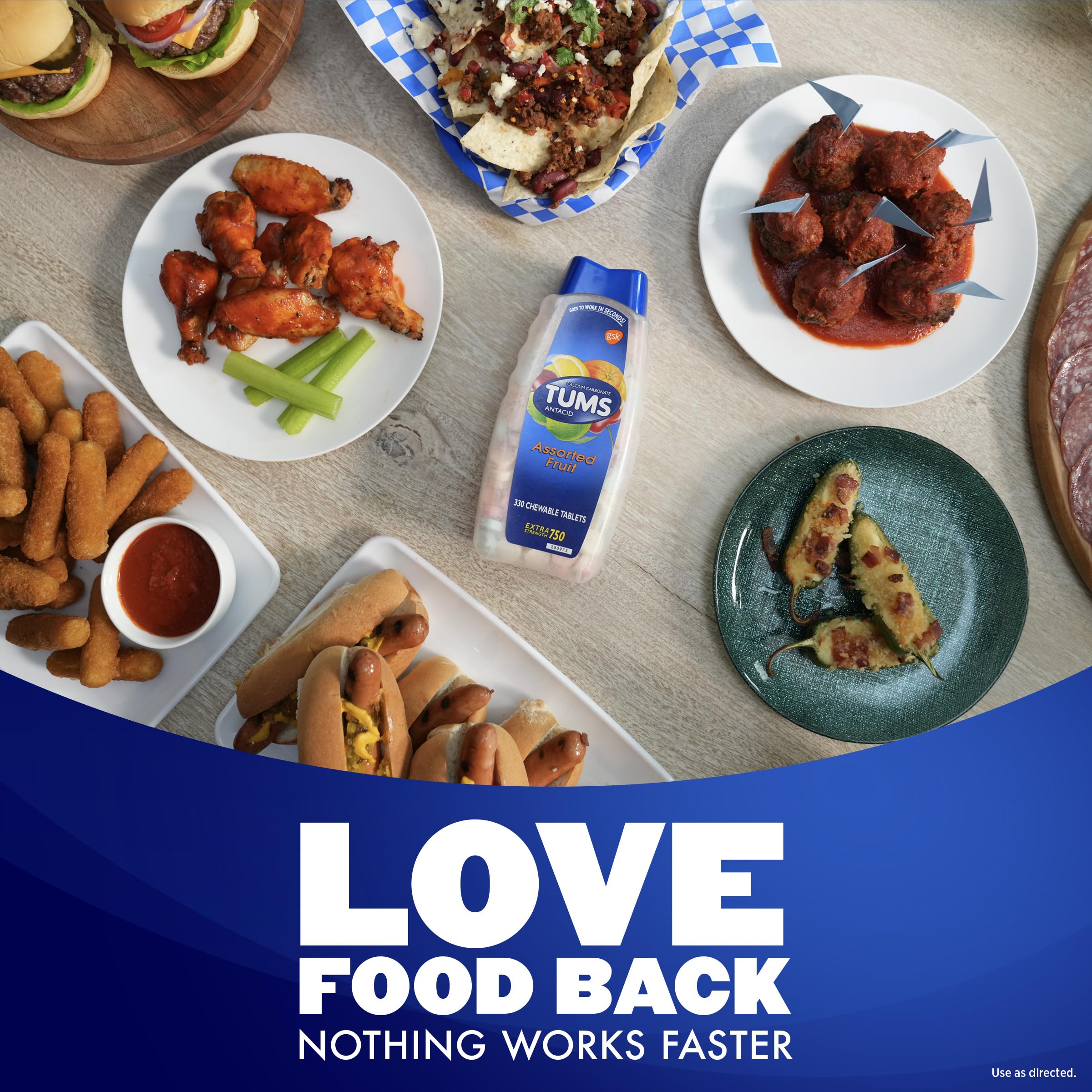 TUMS Chewable Antacid Tablets for Extra Strength Heartburn Relief, Great for a Summer BBQ - Assorted Fruit Flavors - 330 Count