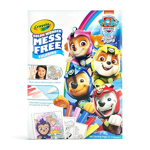 Crayola Color Wonder Paw Patrol Aqua Pups Coloring Set (20+ Pcs), 18
