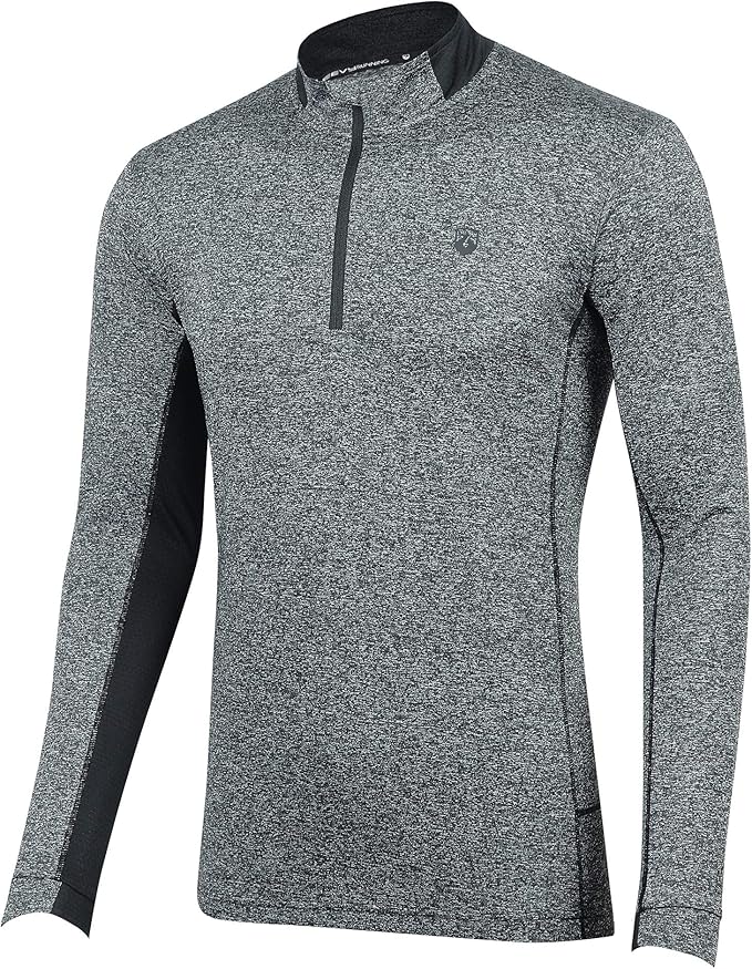 Mens 1/4 Zip Running Shirts Quick Dry Fit Long Sleeve Workout Top Pull Over Cycling Sweatshirt 