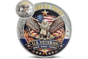 US Veteran Challenge Coin – Honor, Service, Sacrifice Design with Freedom Bell & Boots, 250 Years of Freedom Metal Token