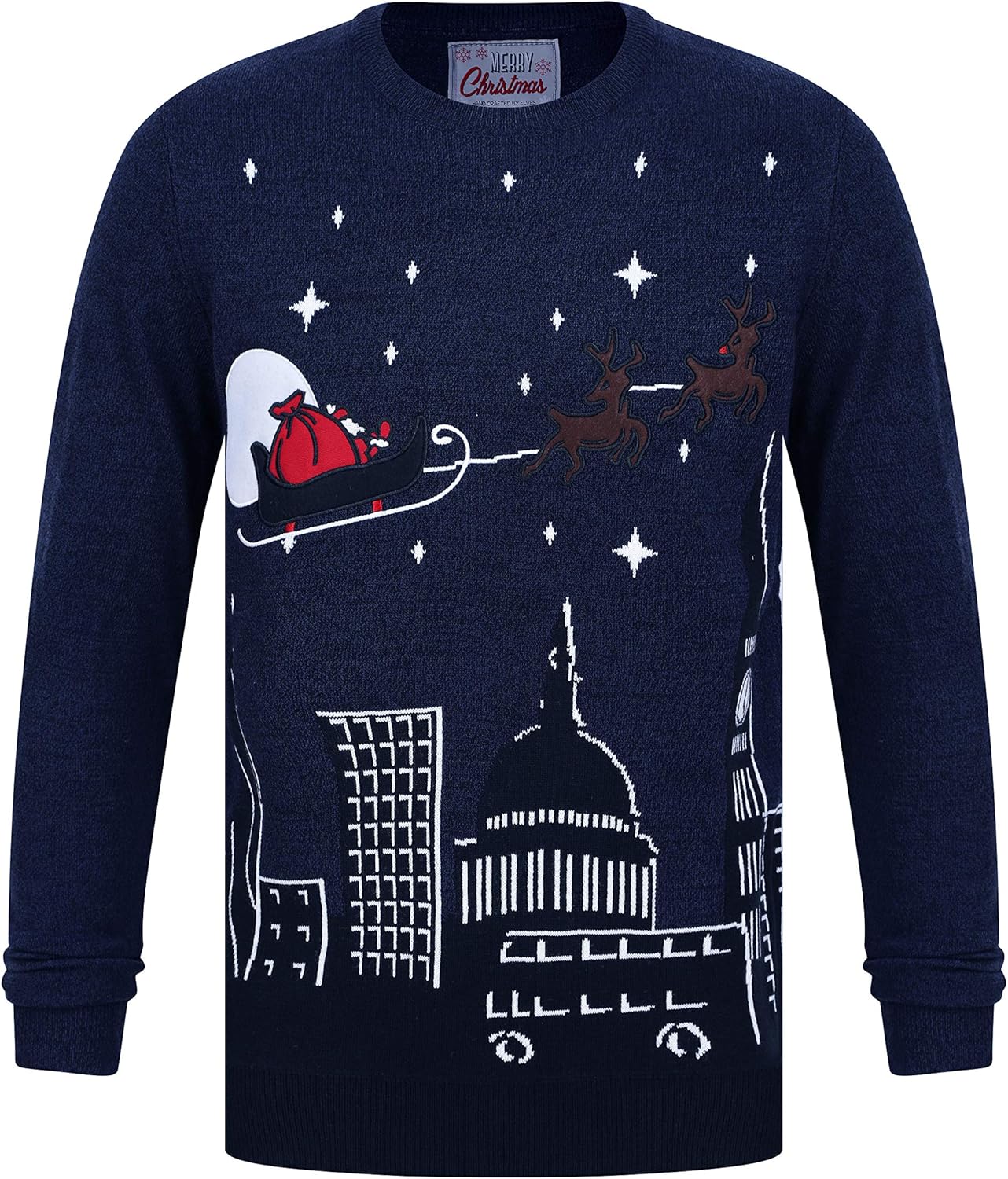 Men's Christmas Novelty Jumper London Skyline Crew Neck Xmas Sweater