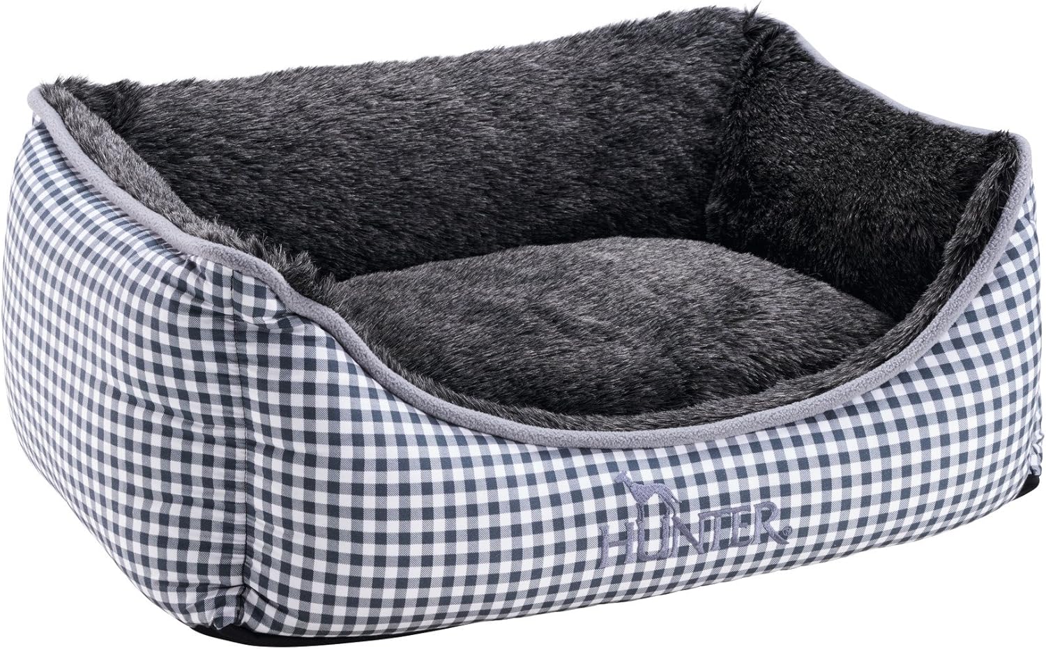 HUNTER Astana Dog Sofa with Plush, 60 x 45 cm, Grey Checked - Image 3