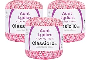 Aunt Lydia's Bulk Buy Crochet Cotton Classic Crochet Thread Size 10 (3-Pack) Shades of Pink 154-15