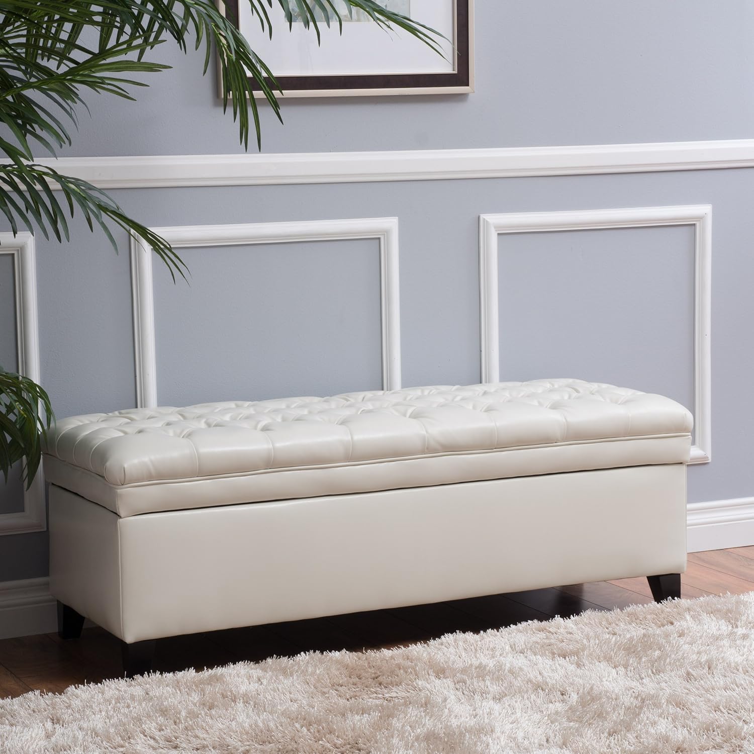 Best rectangular storage ottoman cream