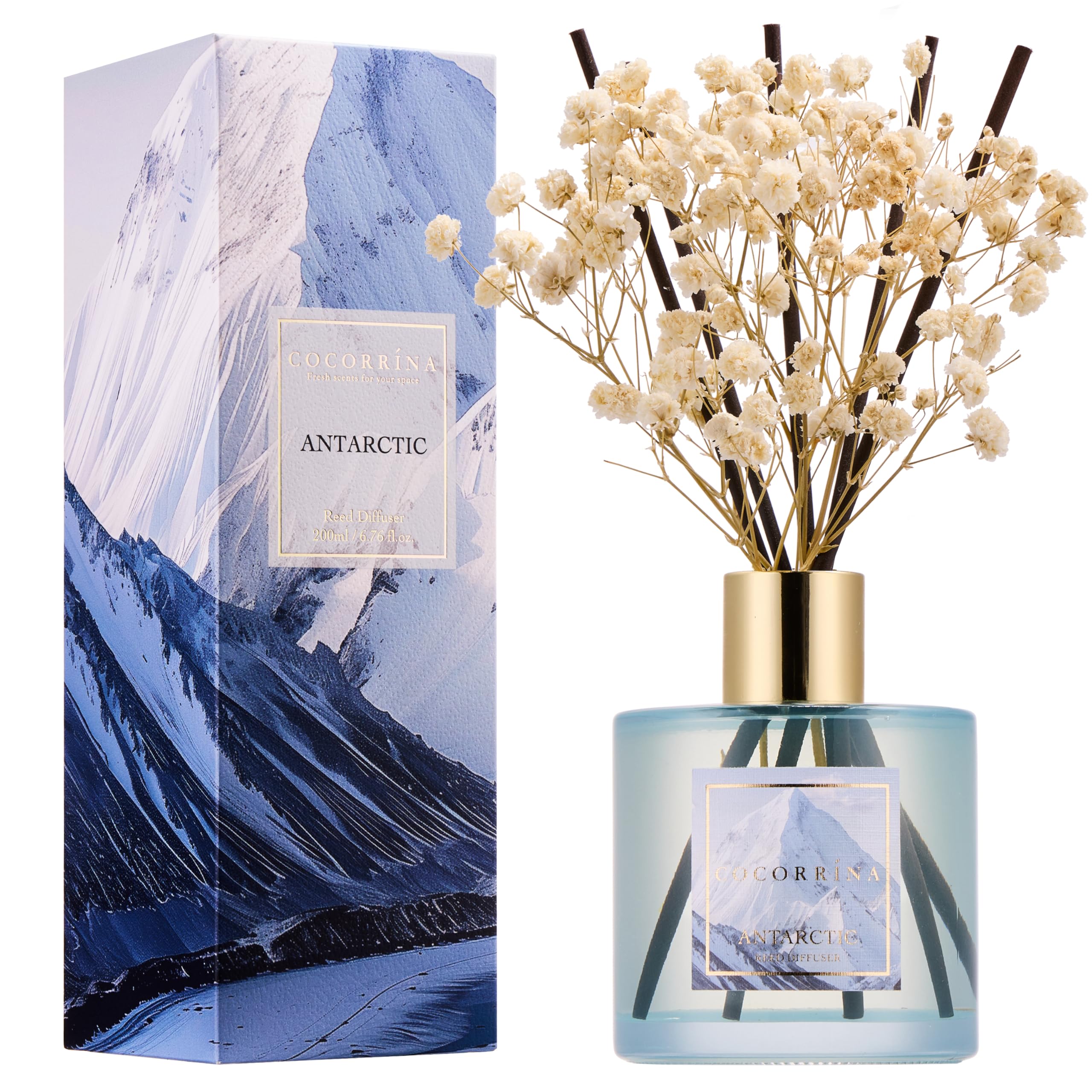Cocorrína Reed Diffuser Sets - 6.7 fl.oz. Burgundy Wine Diffuser with 8 Sticks Home Oil Reed Diffuser for Home Bathroom Shelf Decor