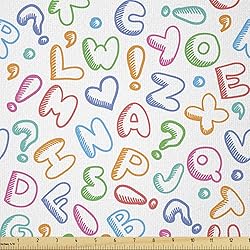 Ambesonne Alphabet Fabric by The Yard, Letters in