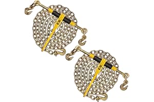 KNOX INDUSTRIAL Knox Chain Load Binder, 5/16" Equipment Tie Down Kit w/ 5400 LBS Working Load Tiedown and Two Grab Hooks, Includes (2) Ratchet Binders - (2) 14' Grade 70 DOT Hauling Transport Chains