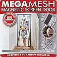 Magnetic Screen Door  Heavy Duty Mesh & Velcro Fits Doors Up to 34x82 MegaMesh Comes With a 12 Month Warranty