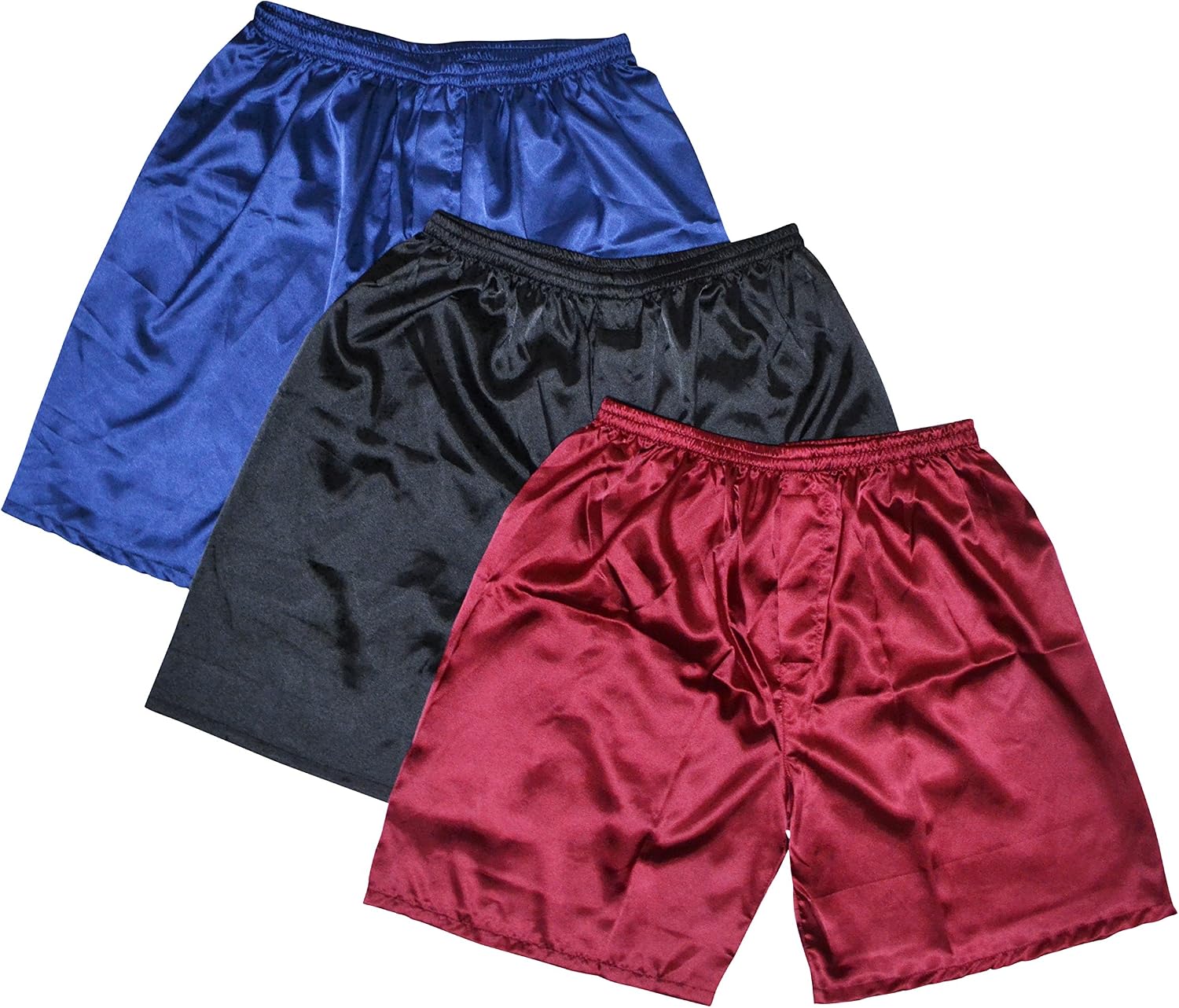 Herren Satin Boxershorts 3er Pack – Aus 100% Polyester, Seidiger Griff, Mit Knopf