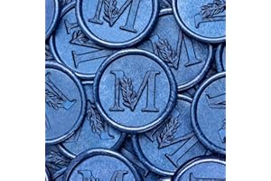 WADKOOTO 100Pcs Blue Wax Seal Stickers Handmade Vintage Botanical Leaves Adhesive Letter Wax Stickers for Wedding Party Invitations, Envelope, Gift Wrap, Christmas(Initial M, Blue)