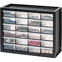 IRIS USA, Inc DPC-24 24 Drawer Parts And Hardware Cabinet, 19.5 Inch By 15.5 Inch By 7 Inch, Black