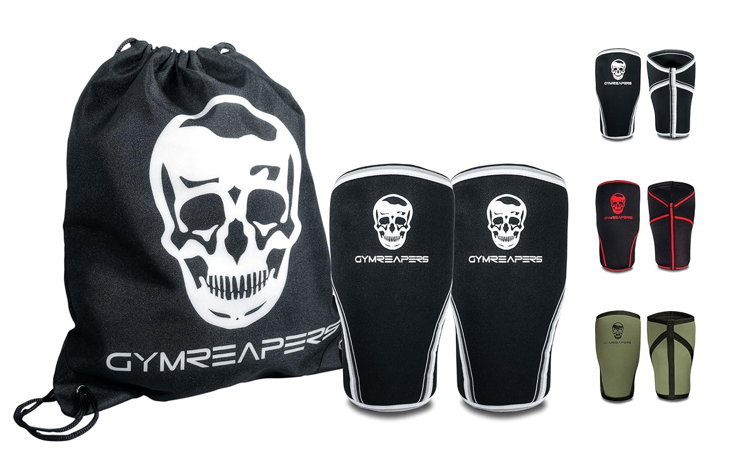 Gymreapers Knee Sleeves (1 Pair) Free Gym Bag - Knee Sleeve & Compression Brace for Squats, Weightlifting, Cross Training and Powerlifting 7MM Sleeve Pair - for Men & Women - 1 Year Warranty