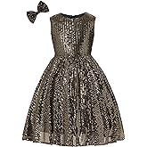 EXARUS Girls Sparkly Sparkle Dress Sleeveless Sequin Party Special Occasion Formal Sequence Dress