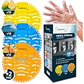Spargos Urinal Screen Deodorizer, 50 Pack Cakes and Pads | 50 anti-splash urinal cakes plus 2 pads, 3D wave. Odor control for restaurant, office, stadium, school. Gloves incl.