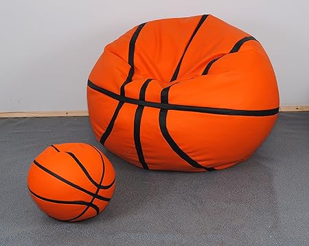 Juego de 2 puf de polipiel Diseño de balón de baloncesto: Amazon ...