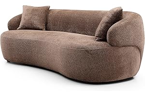 EAFURN Luxury 3 Seater Boucle Upholstered Cloud Couch, Modern Teddy Fleece Unique Curved Sofa with 2 Throw Pillows,Half Moon Shaped Sectional Sofa&Couches for Living Room Furniture Sets