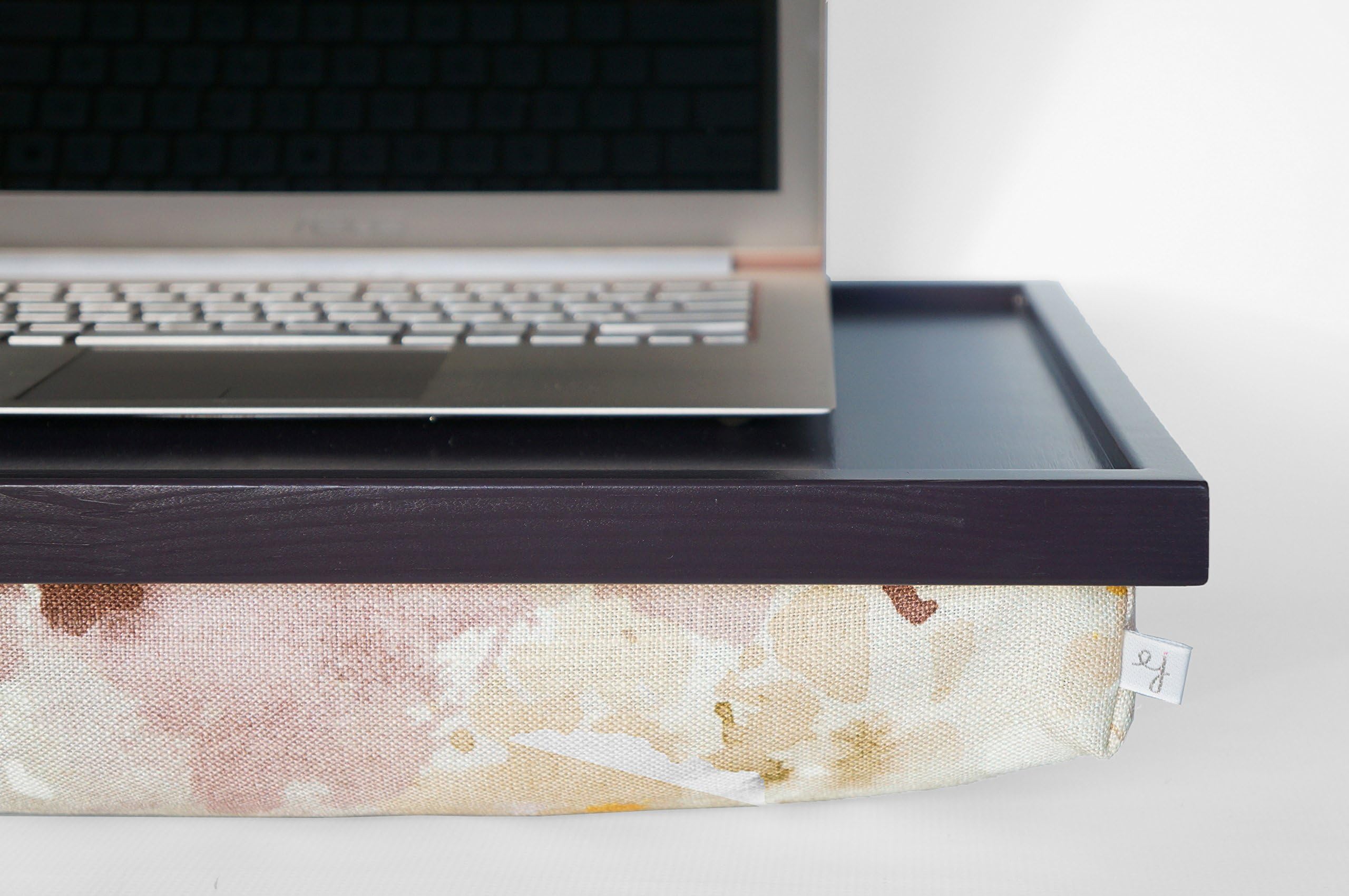 Breakfast in bed tray, Sunday breakfast tray, lapdesk- dark plum purple tray with pastel color splash print Pillow