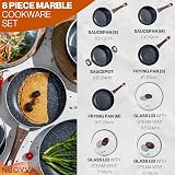 Nuovva Non Stick Pots and Pans Set Induction 8pc Marble Coating with Lids view 4