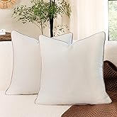 MATTINS Cream White 18x18 Pillow Covers Set of 2 – Chenille Throw Pillow Covers – Cozy Boho Farmhouse Cushion Cover – Soft Accent Pillowcase for Couch, Sofa, Bed, Living Room, Home Decor