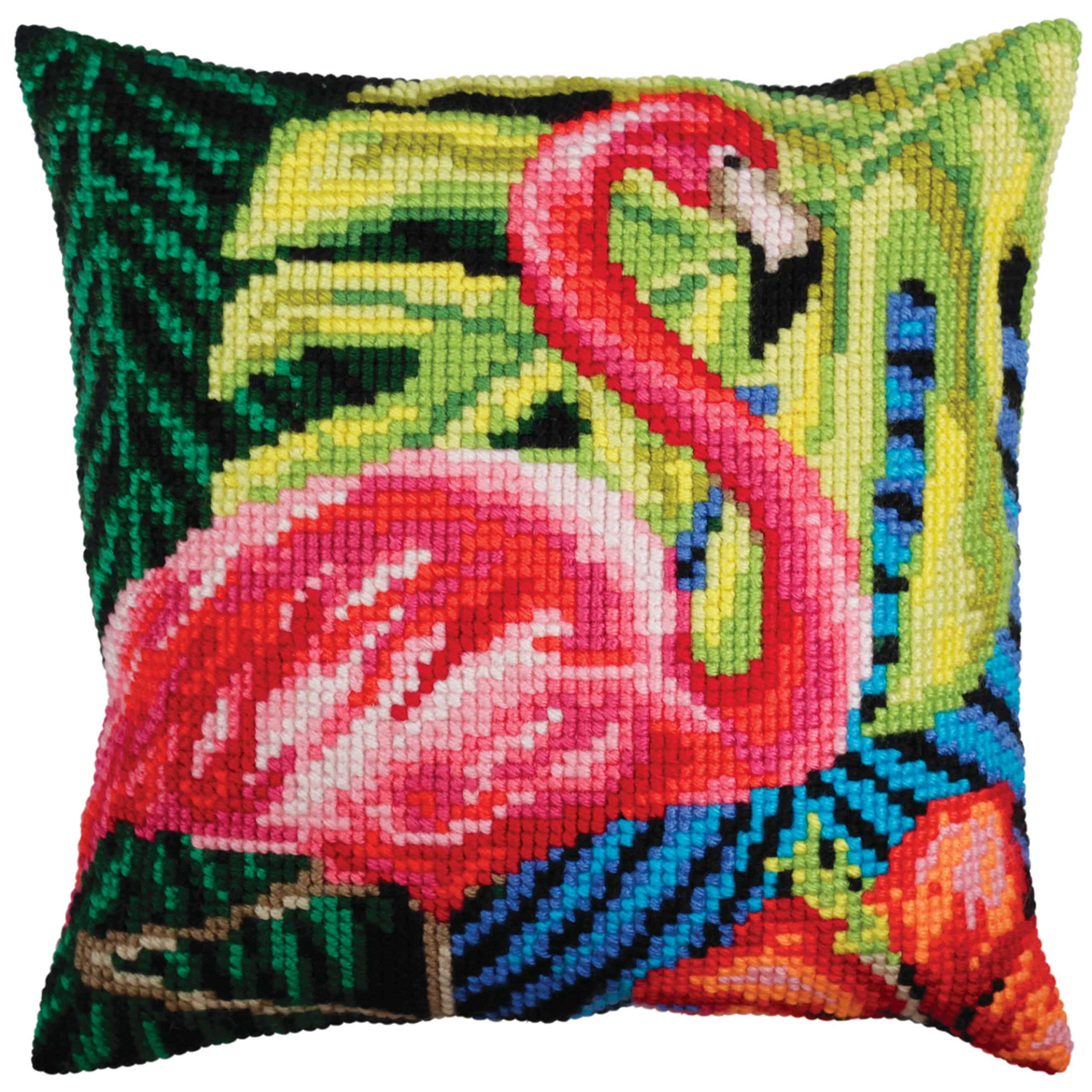Collection d'Art Cushion KIT/Pink FLAMINGO/40 X 40, Multi, 40 x 40cm,5361