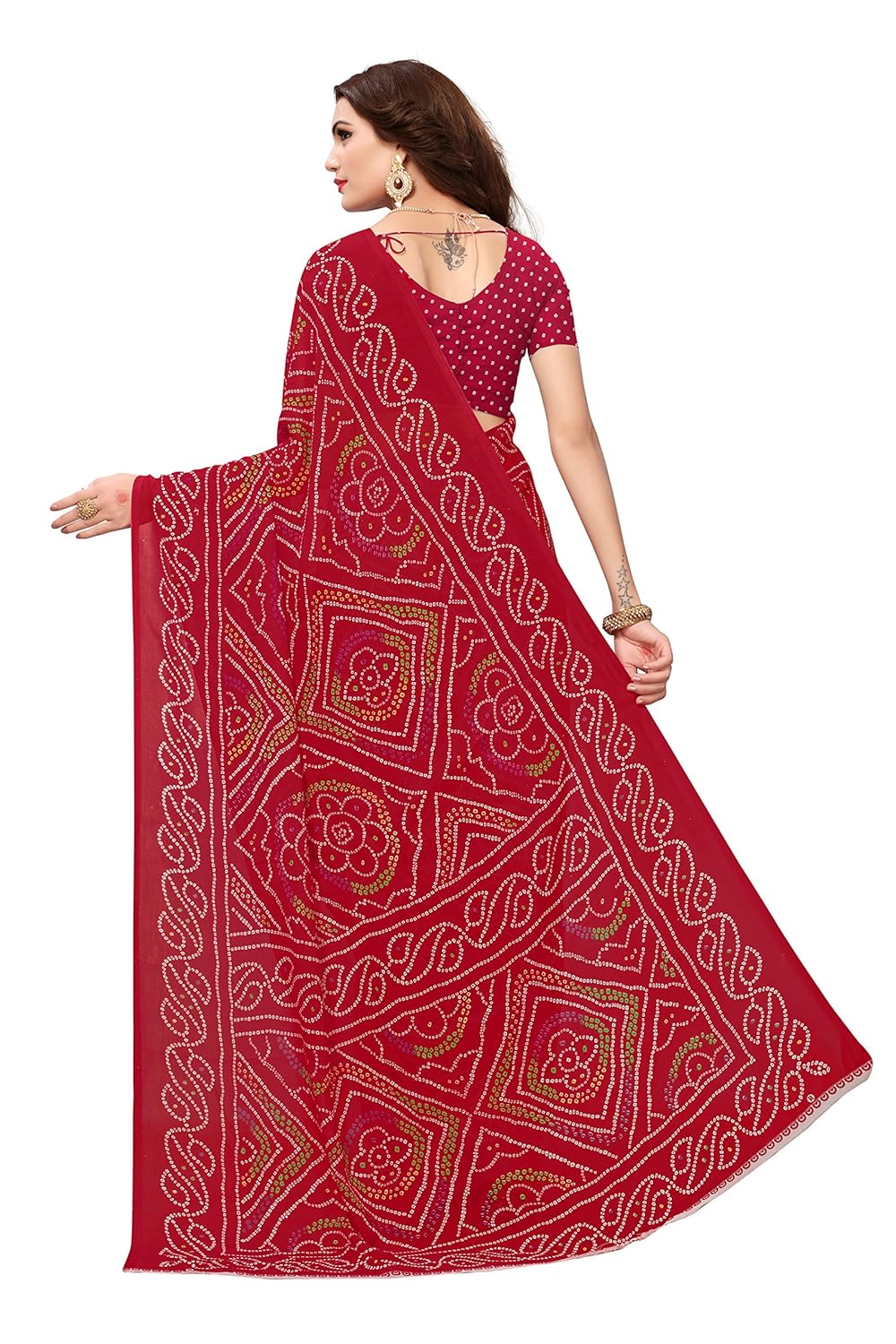 applecreation women's georgette saree (georgette14052_red_ free size)