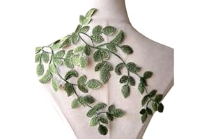 GELVS Mirror Pair Green Forest Leaves Applique Lace Vine Motif Trims Embroidery Wood Patches…