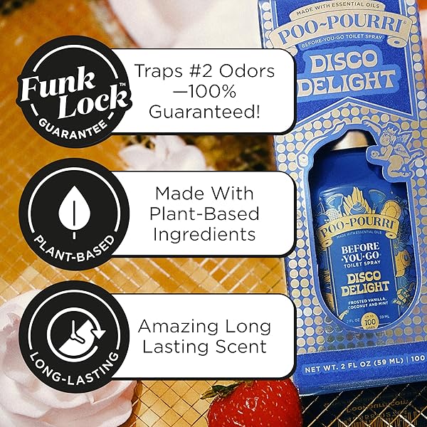 POO-POURRI HOLIDAY BEFORE-YOU-GO TOILET SPRAY, DISCO DELIGHT, 2 FL OZ – FROSTED VANILLA, COCONUT AND MINT