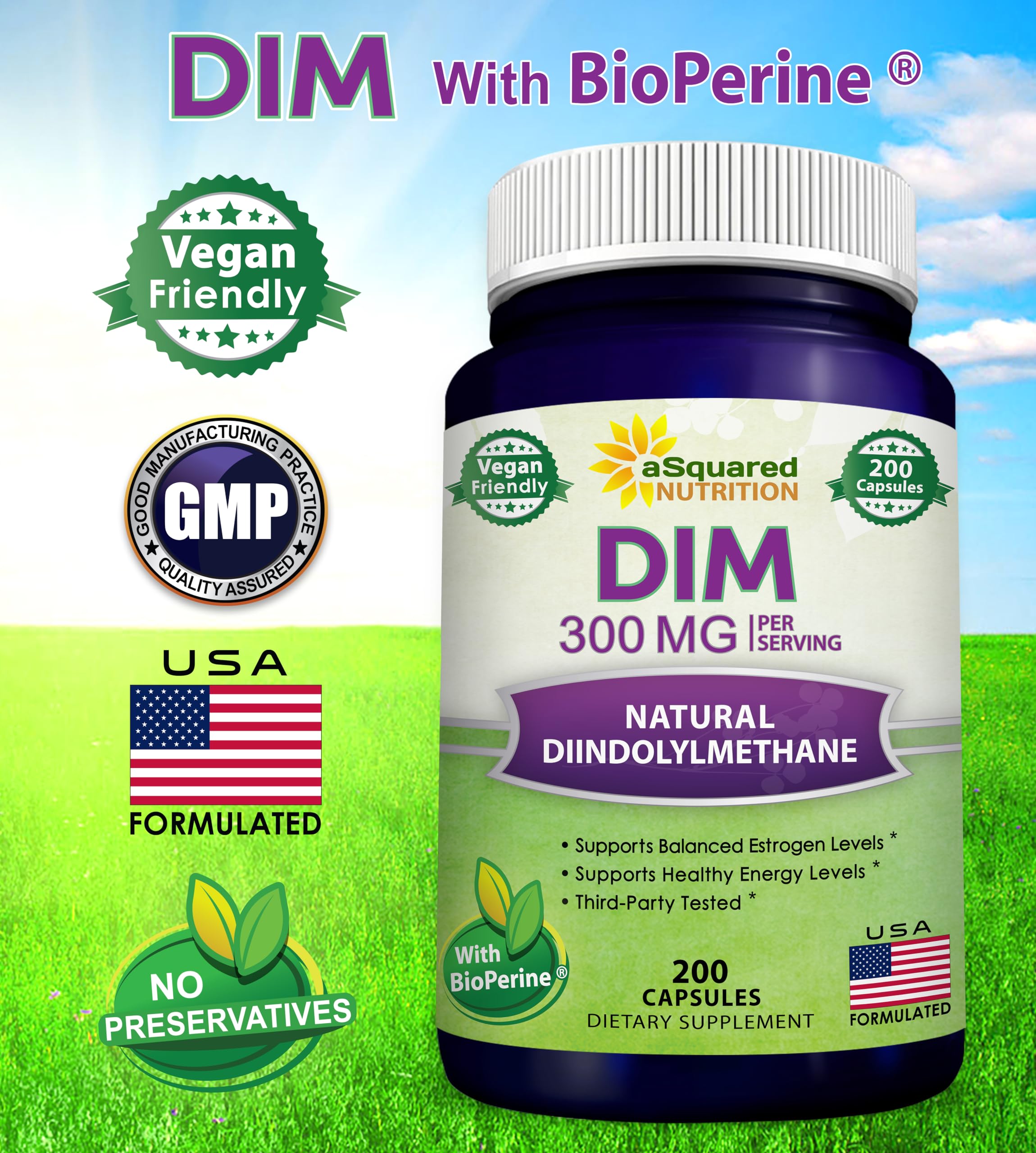 Mua aSquared Nutrition DIM Supplement 300mg Plus BioPerine - 200 Veggie