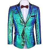 COOFANDY Mens Sequin Blazer Tuxedo Party Prom Wedding Tuxedo One Button Jacket
