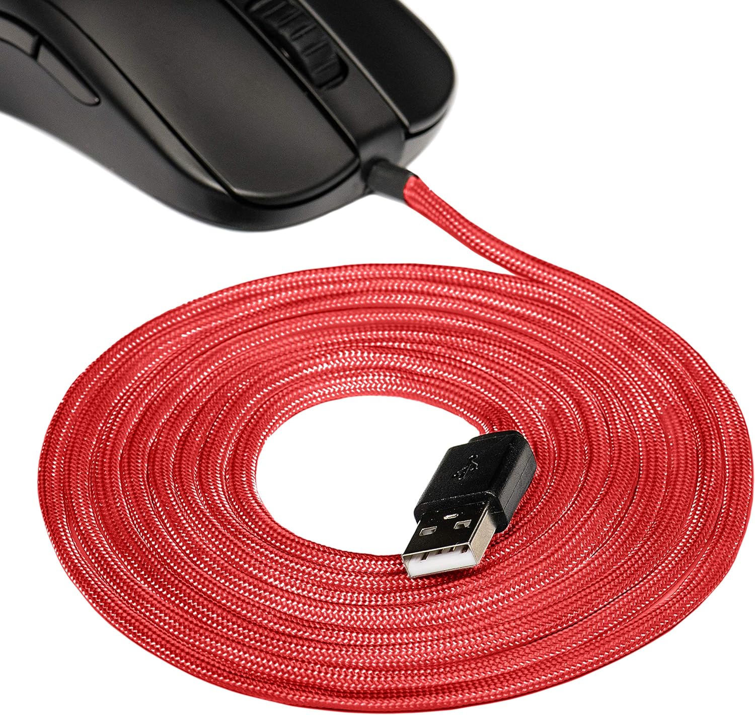 Amazon Com Mouseone Zerocable Paracord Mouse Cable For Gaming Mice Light Flexible Compatible With Most Gaming Mice Red Computers Accessories