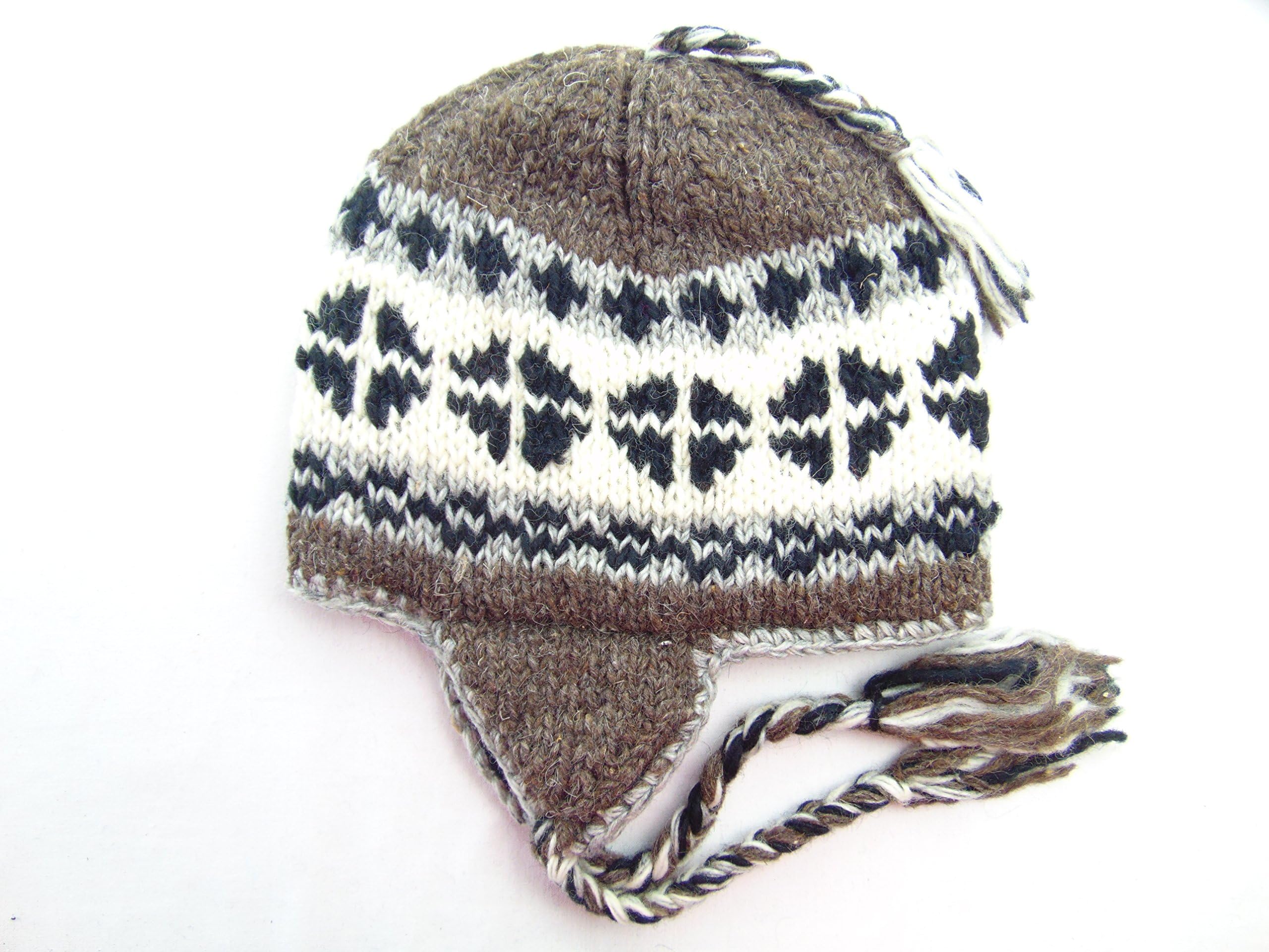 Dancing Buddha Nepal Hand Knit Mandala Sherpa Cold Weather Hat with Soft, Warm Fleece Lining