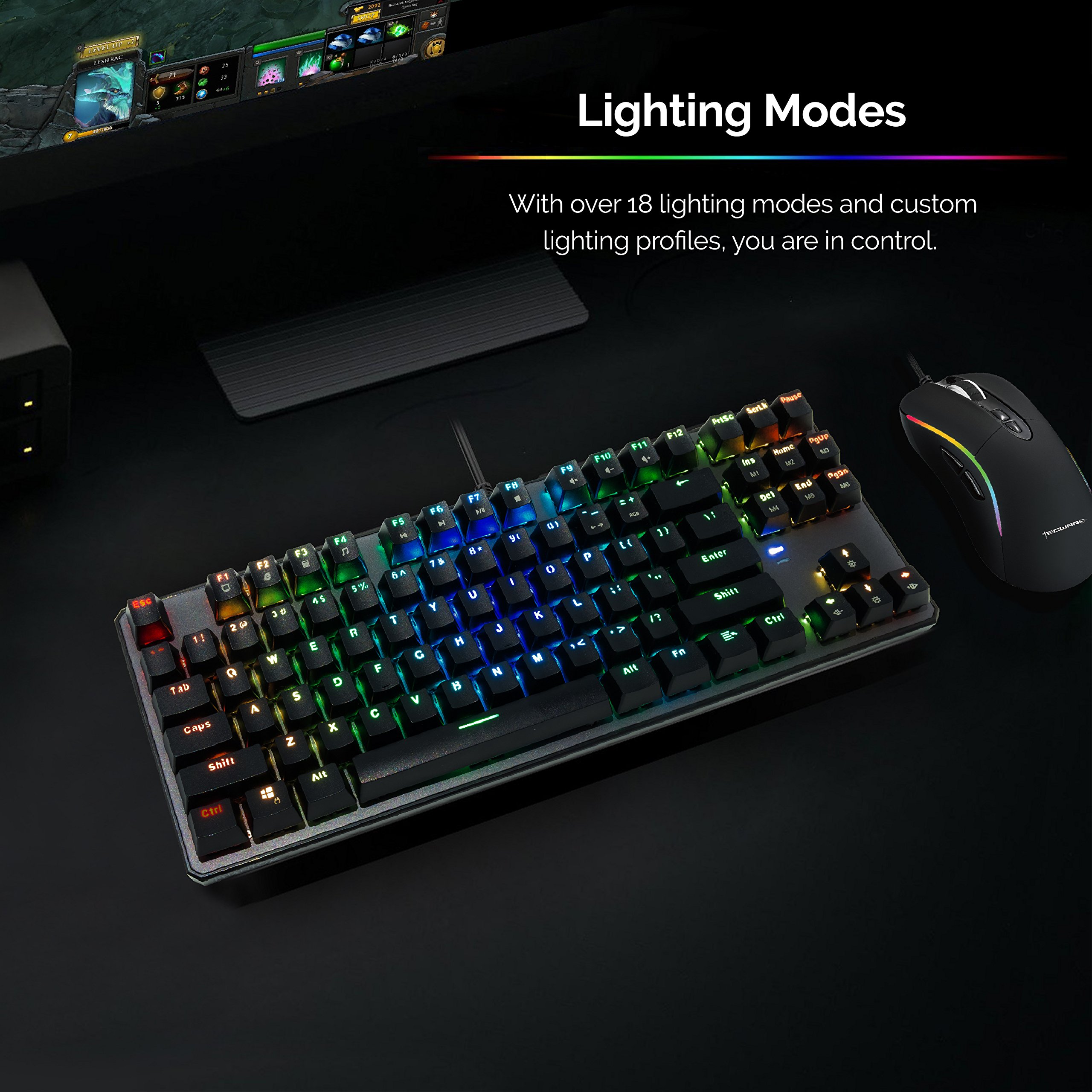 Tecware Phantom 87 Key Mechanical Keyboard, RGB led, Outemu Blue Switch