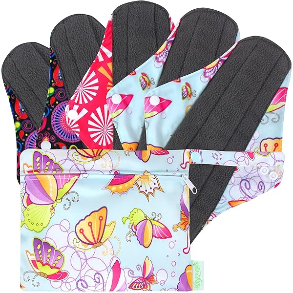 Wegreeco Super Long Reusable Menstrual Pads Pack Of 3 With 1 Mini Bag Grey Charcoal Bamboo Lining Amazon Com Au Health Personal Care