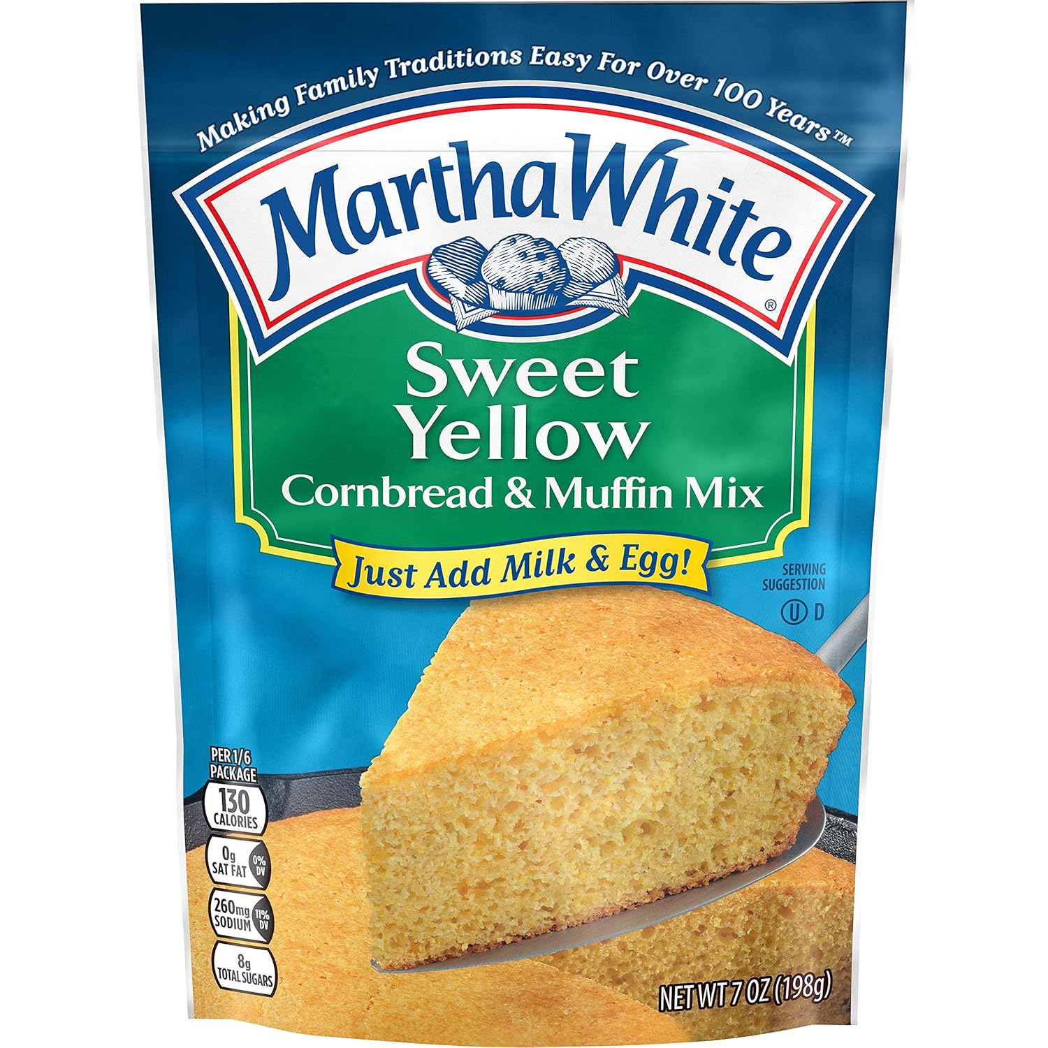 Martha White Sweet Yellow Cornbread and Muffin Mix, 7 Ounce (Pack of 12)