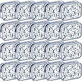 Shinylin 20 Pcs Cheer PVC Makeup Bag Cheer Teams Gifts Clear Makeup Case Cheerleader Teams Gifts Toiletry Zipper Pouch for Cheerleading Teammates Party Supplies,7.9 x 5.9 x 2.4''(Blue)