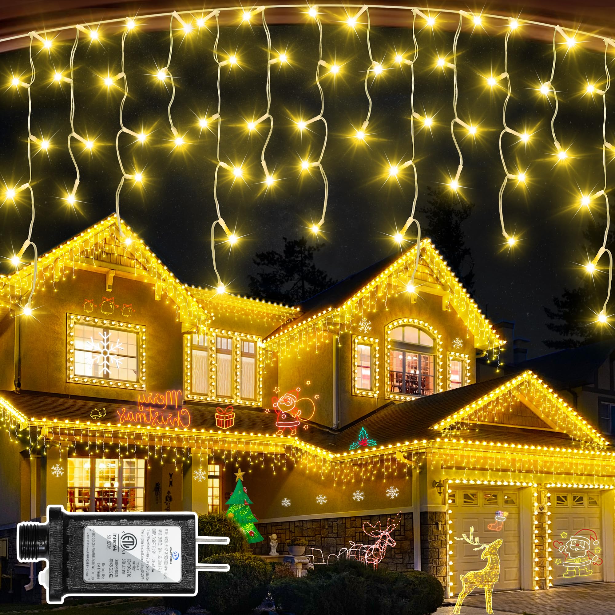 Photo 1 of 1620 LED Christmas Lights Outdoor 164 FT with 360Drops, Christmas Decorations Hanging Lights 12 Modes, Dimmable Fairy String Lights for Wedding Party Holiday Winter Wonderland Decor Warm White