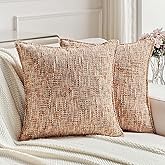 FUTEI Rust Decorative Throw Pillow Covers 18x18 Inch Set of 2,Soft Chenille Tweed Textured Cushion Case,Modern Home Decor for Couch Bed Living Room