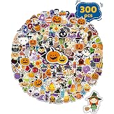 300 PCS Halloween Pumpkin Stickers,Waterproof Vinyl Water Bottle Stickers | Halloween Treats Non Candy, Party Favors Gifts, Goodie Bags Stuffers, Halloween Prizes, Laptop Sticker for Kids Teens Adults
