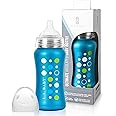 Ultimate Stainless Steel Baby Bottle 9oz Insulated Baby Bottle | Insulate Milk for 10+ Hours | Non-Toxic Food-Grade Stainless Steel & Food-Grade Silicone Slow Flow Nipple | Leak-Free Design - Blue
