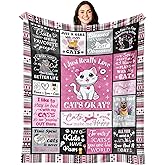 CITYSONG Cat Blanket Gifts for Girls Women, Cats Gift for Cats Lovers, Cat Lovers Birthday Gifts Decor Throw Blanket 60" x 50"