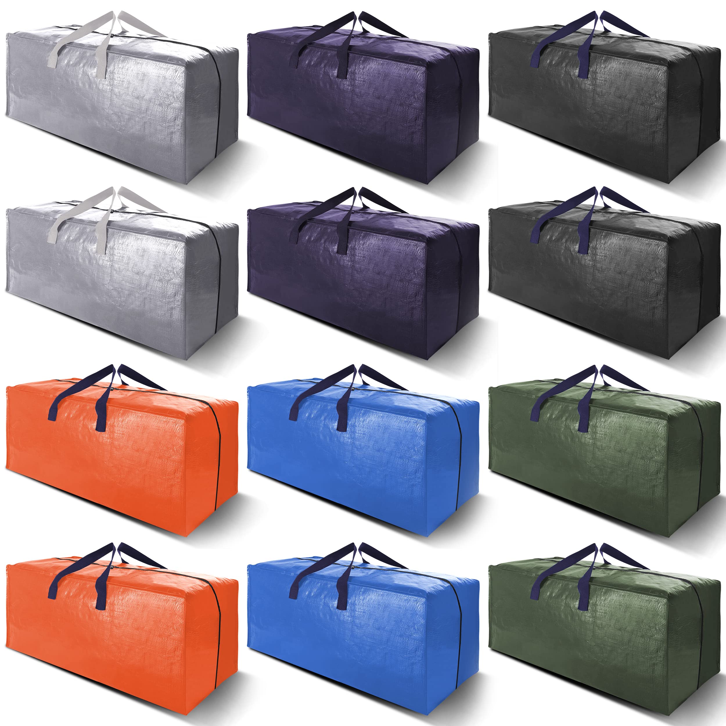Photo 1 of VELVETSURE 12 Pack Heavy Duty Extra Large Moving Bags W/Backpack Straps - Strong Handles & Zippers, Storage Totes For Space Saving, Fold Flat, Alternative to Moving Box and Storage Bin, Multicolor