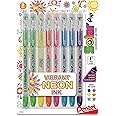 Pentel Solar Pop Neon Gel Pen, 0.6mm Fine Line, Assorted Colors, Pack of 8 (K96BP8M)