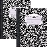 Enday Marble Composition Notebook Wide Ruled (2 Pack) 100 Sheets | Black Composition Notebook For Back to School, Home and Office