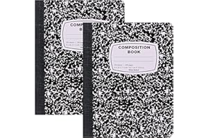Emraw Composition Notebook Wide Ruled (2 Pack) Hard Cover Marble composition notebook, 100 Sheets, Wide Ruled Composition Notebooks, White Paper Composition books, Black and white composition notebook.