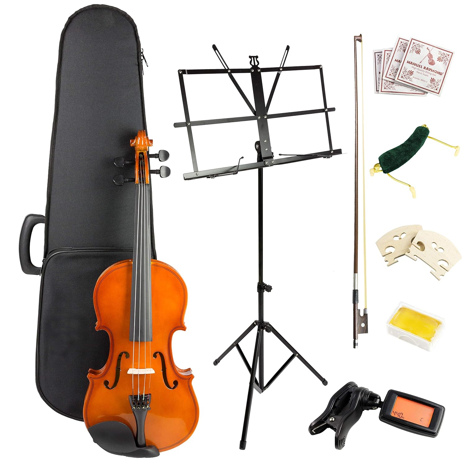 Windsor, 4 Violin Super Kit, includes Case, Bow, 2xRosin 2X Bridge, spare Strings, Digital tuner, Music Stand & Shoulder Rest (VIOLINSK44)