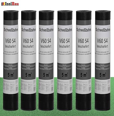 Schweißbahn V60 S4 beschiefert 6 x 5 m² GRÜN Bitumenbahn Dachbahn Dachpappe